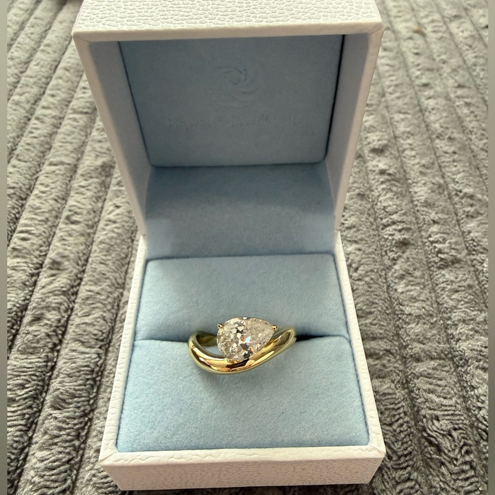 14k gold plated solitaire cubic zirconia ring